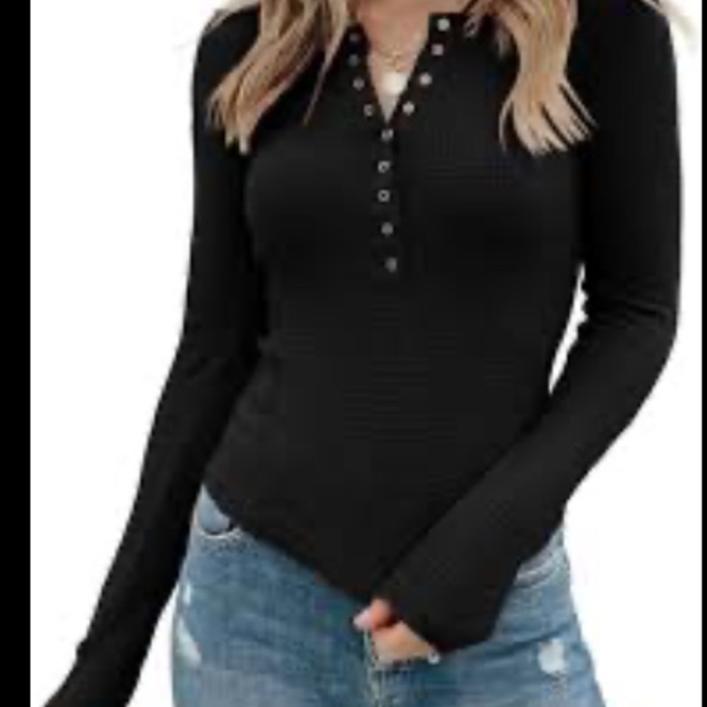 Free people | Black long sleeve shirt
